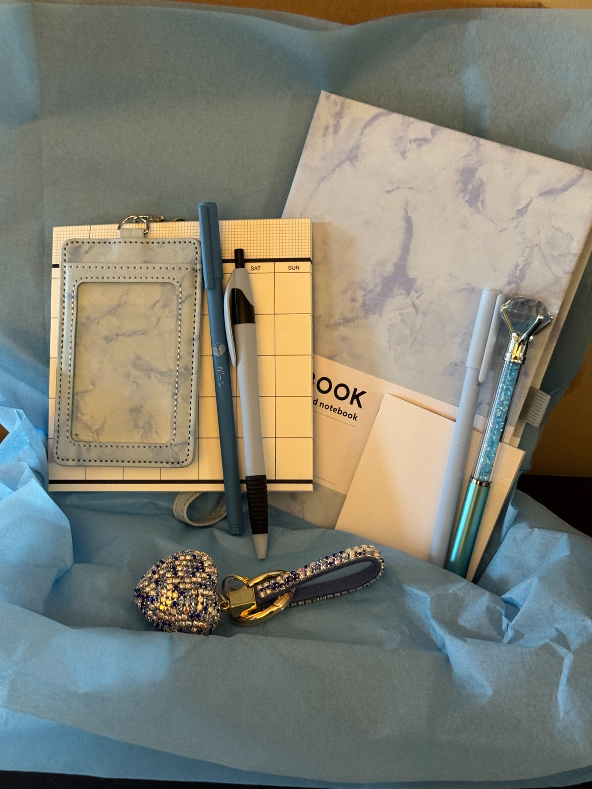 Mini Blue Marble Stationery Gift Box